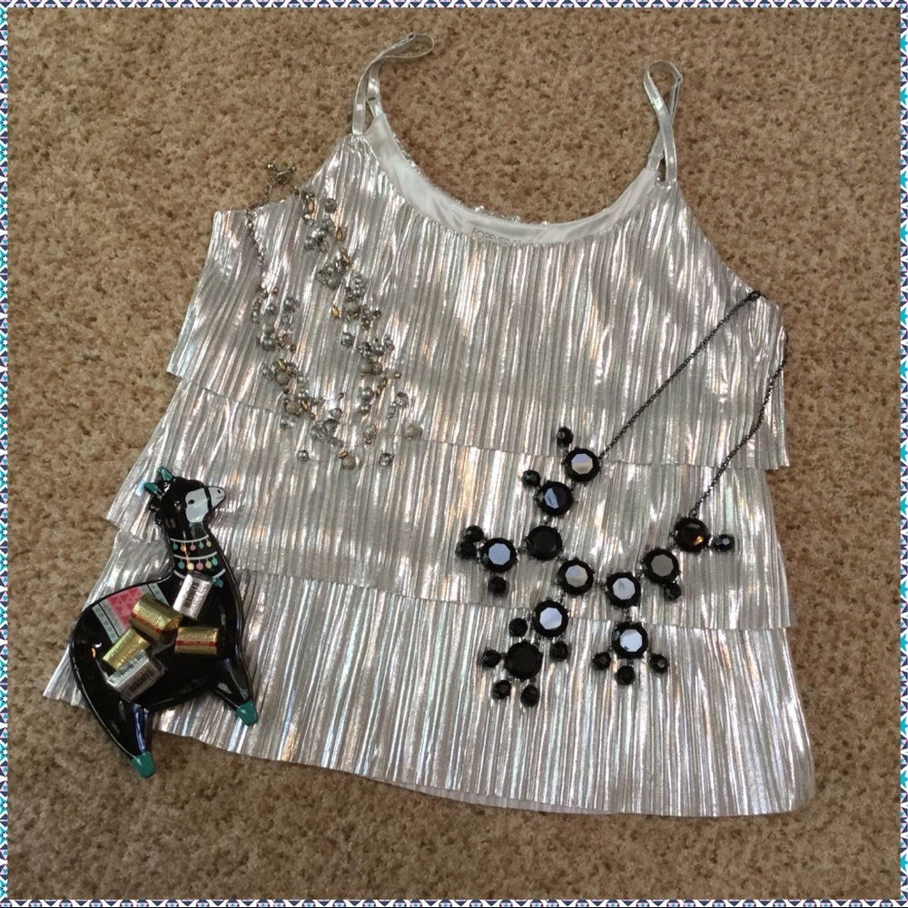 Sparkling Silver Forever 21 Tiered Top!